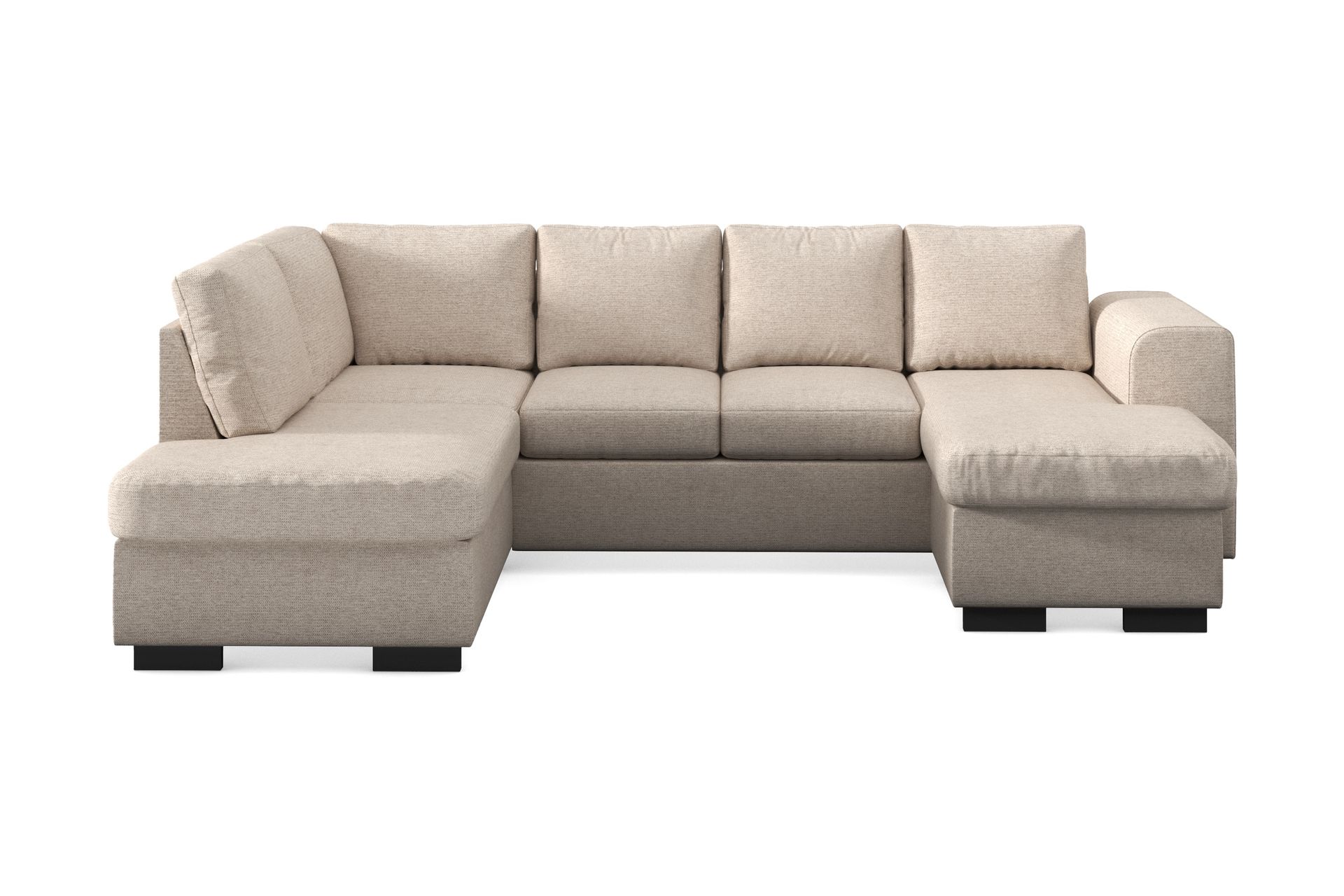 Link 4-seters Venstrevendt U-formet Sofa med Divan og Sjeselong i Stoff - Beige - Møbler - Sofaer - U-sofa