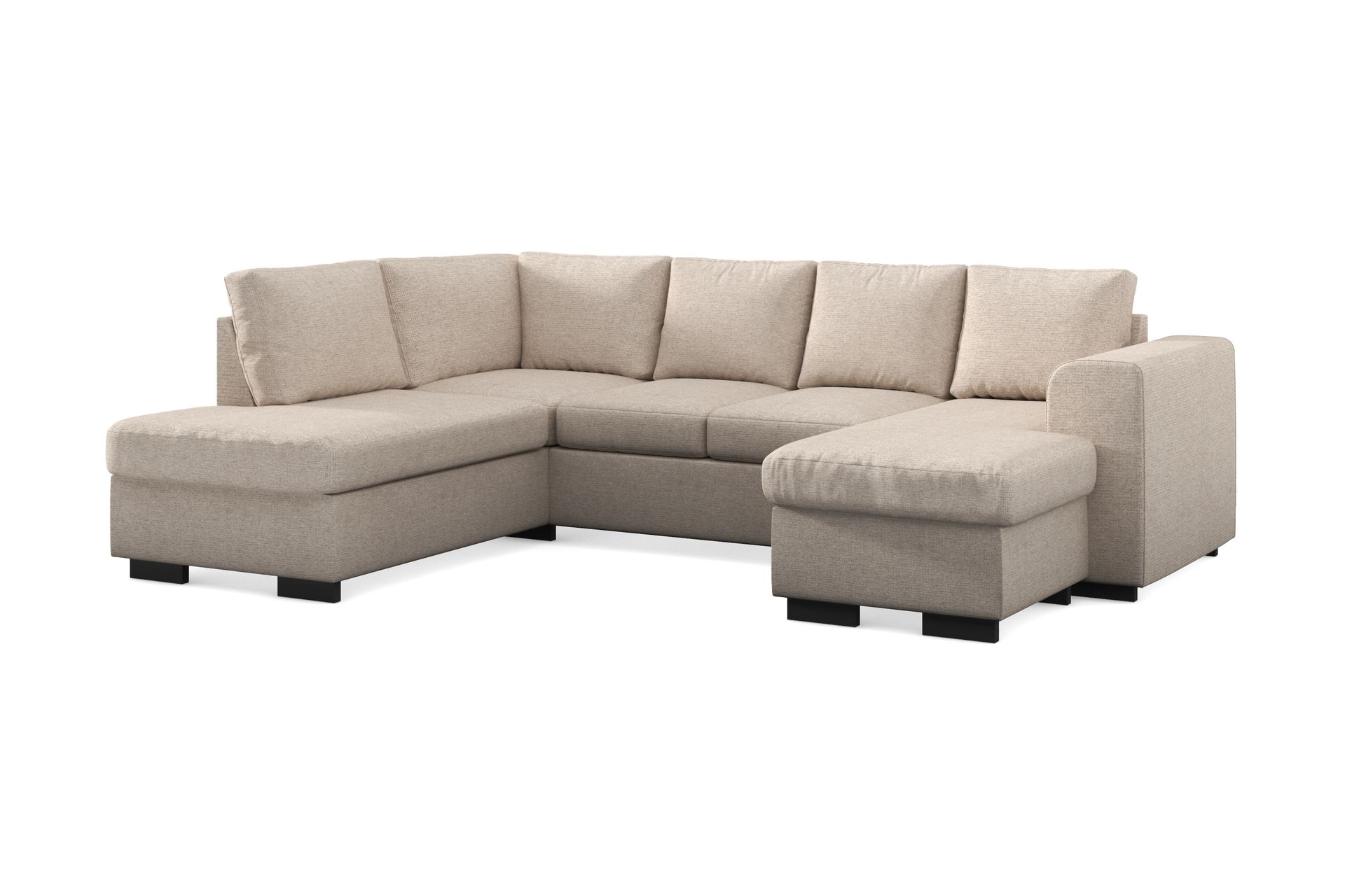 Link 4-seters Venstrevendt U-formet Sofa med Divan og Sjeselong i Stoff - Beige - Møbler - Sofaer - U-sofa