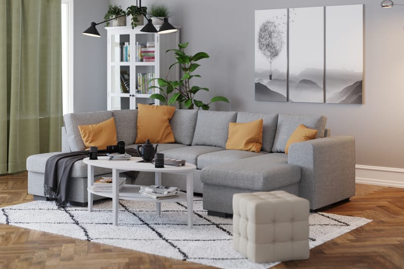 Link 4-seters Venstrevendt U-formet Sofa med Divan og Sjeselong i Stoff - Lys grå - Møbler - Sofaer - U-sofa