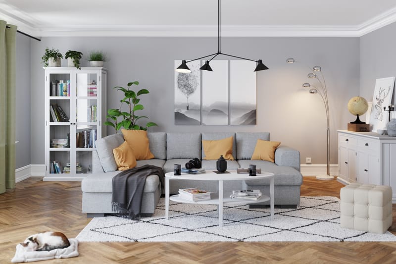 Link 4-seters Venstrevendt U-formet Sofa med Divan og Sjeselong i Stoff - Lys grå - Møbler - Sofaer - U-sofa