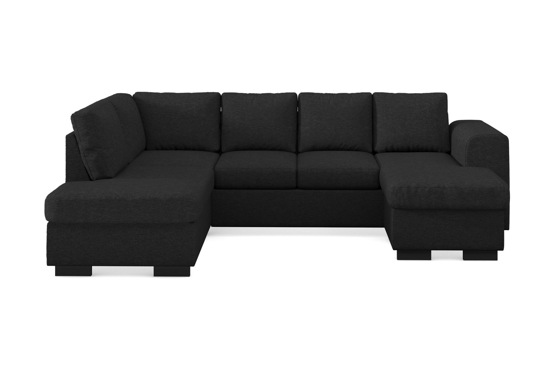 Link 4-seters Venstrevendt U-formet Sofa med Divan og Sjeselong i Stoff - Svart - Møbler - Sofaer - U-sofa