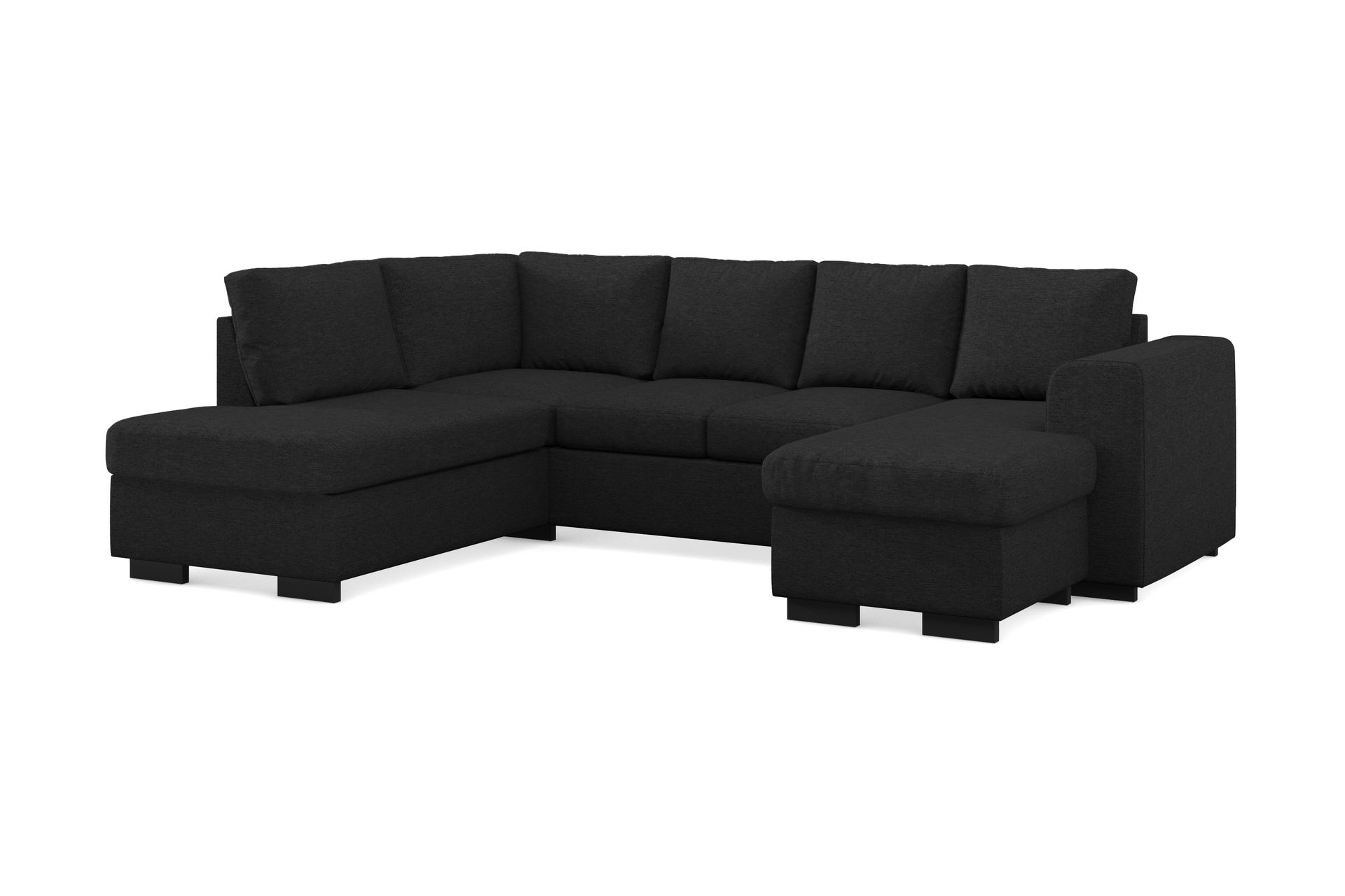 Link 4-seters Venstrevendt U-formet Sofa med Divan og Sjeselong i Stoff - Svart - Møbler - Sofaer - U-sofa