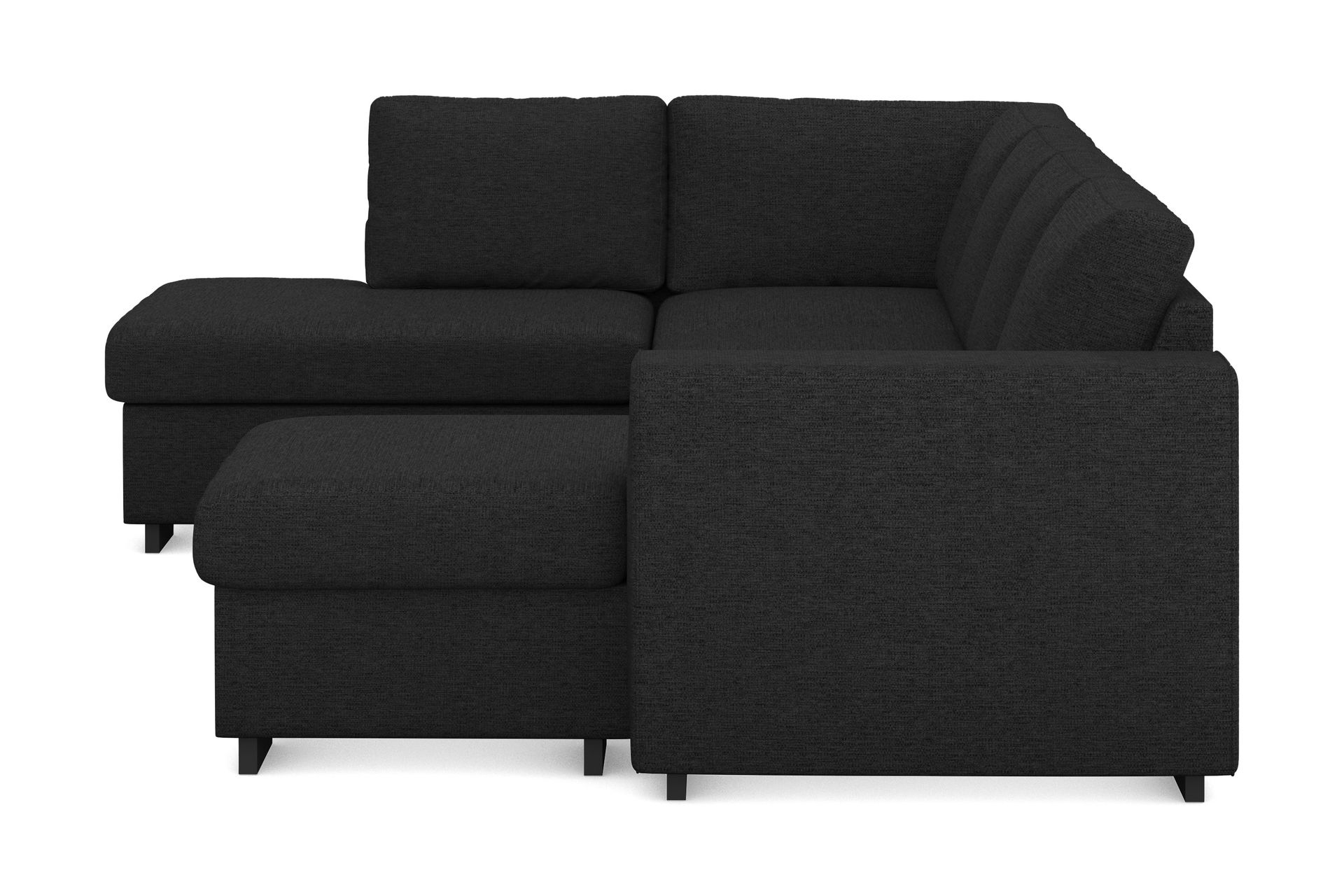 Link 4-seters Venstrevendt U-formet Sofa med Divan og Sjeselong i Stoff - Svart - Møbler - Sofaer - U-sofa