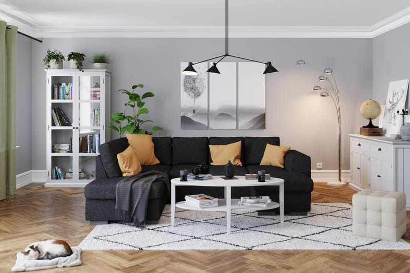 Link 4-seters Venstrevendt U-formet Sofa med Divan og Sjeselong i Stoff - Svart - Møbler - Sofaer - U-sofa