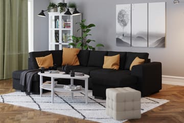 Link 4-seters Venstrevendt U-formet Sofa med Divan og Sjeselong i Stoff - Svart - Møbler - Sofaer - U-sofa