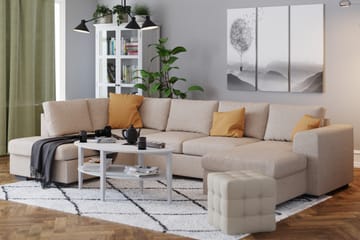 Link 4-seters Venstrevendt U-formet X-Large Sofa med Divan og Sjeselong i Stoff - Beige - Møbler - Sofaer - U-sofa
