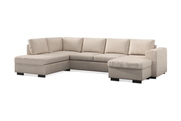 Link 4-seters Venstrevendt U-formet X-Large Sofa med Divan og Sjeselong i Stoff - Beige - Møbler - Sofaer - U-sofa