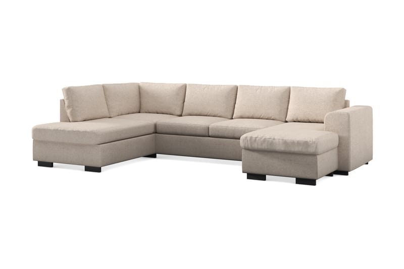 Link 4-seters Venstrevendt U-formet X-Large Sofa med Divan og Sjeselong i Stoff - Beige - Møbler - Sofaer - U-sofa