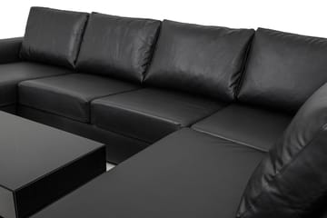 Link 5-seters Høyrevendt U-formet X-Large Sofa med Divan og Sjeselong i Kunstlær - Svart - Møbler - Sofaer - U-sofa