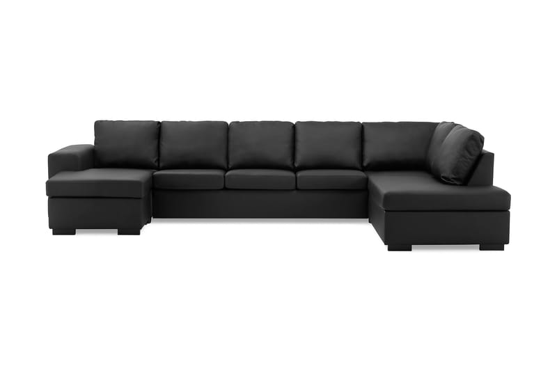 Link 5-seters Høyrevendt U-formet XX-Large Sofa med Divan og Sjeselong i Kunstlær - Svart - Møbler - Sofaer - U-sofa