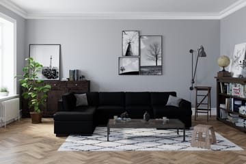 Link 5-seters Høyrevendt U-formet XX-Large Sofa med Divan og Sjeselong i Kunstlær - Svart - Møbler - Sofaer - U-sofa