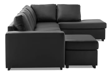Link 5-seters Høyrevendt U-formet XX-Large Sofa med Divan og Sjeselong i Kunstlær - Svart - Møbler - Sofaer - U-sofa