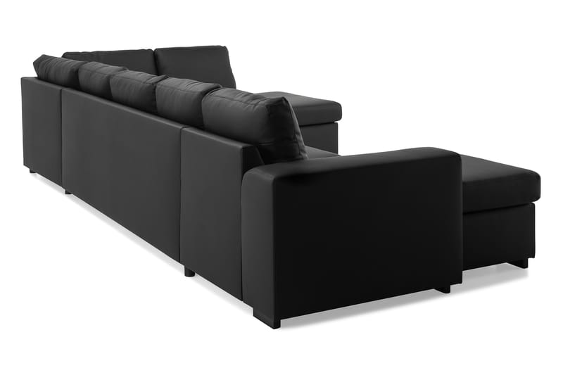 Link 5-seters Høyrevendt U-formet XX-Large Sofa med Divan og Sjeselong i Kunstlær - Svart - Møbler - Sofaer - U-sofa