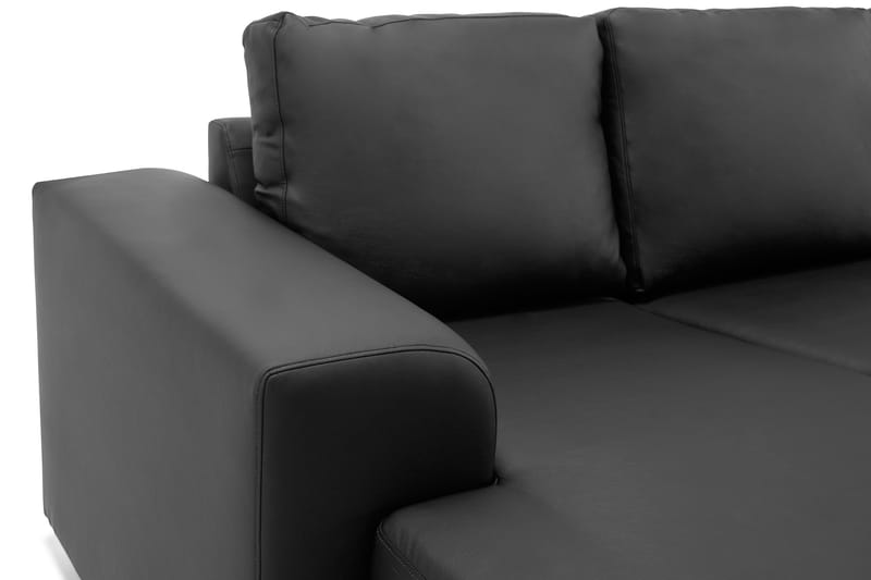 Link 5-seters Høyrevendt U-formet XX-Large Sofa med Divan og Sjeselong i Kunstlær - Svart - Møbler - Sofaer - U-sofa