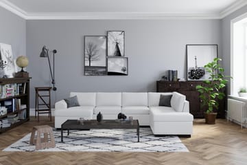 Link 5-seters Høyrevendt U-formet XX-Large Sofa med Divan og Sjeselong i Stoff - Hvit - Møbler - Sofaer - U-sofa