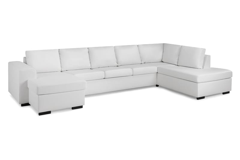 Link 5-seters Høyrevendt U-formet XX-Large Sofa med Divan og Sjeselong i Stoff - Hvit - Møbler - Sofaer - U-sofa