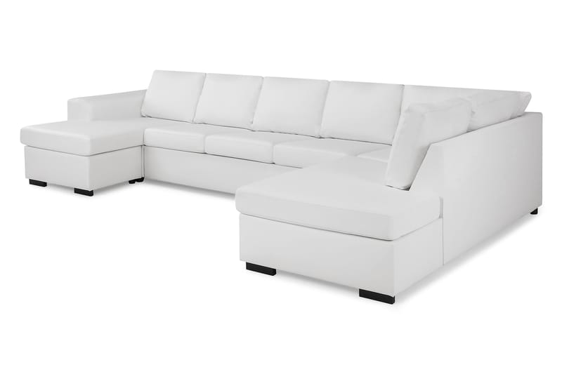 Link 5-seters Høyrevendt U-formet XX-Large Sofa med Divan og Sjeselong i Stoff - Hvit - Møbler - Sofaer - U-sofa