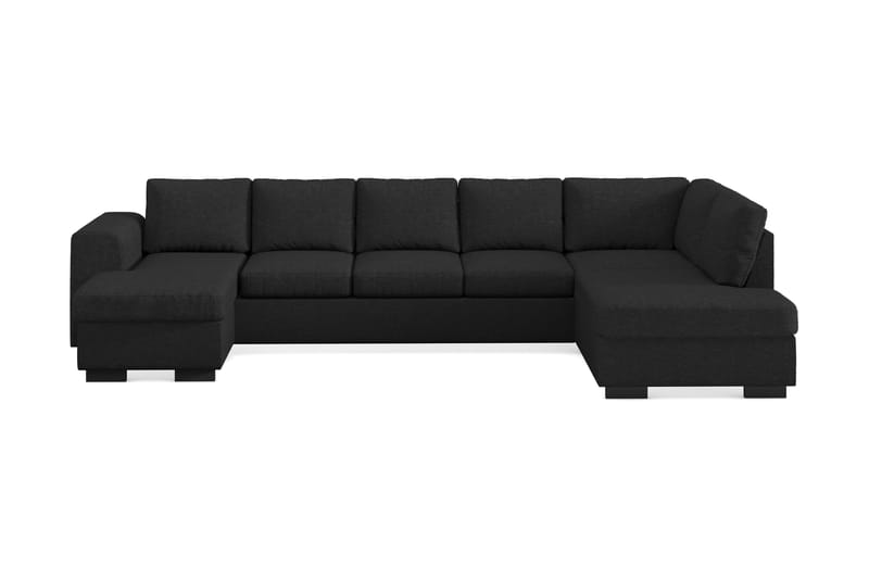 Link 5-seters Høyrevendt U-formet XX-Large Sofa med Divan og Sjeselong i Stoff - Svart - Møbler - Sofaer - U-sofa