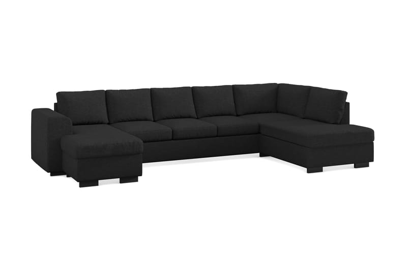 Link 5-seters Høyrevendt U-formet XX-Large Sofa med Divan og Sjeselong i Stoff - Svart - Møbler - Sofaer - U-sofa