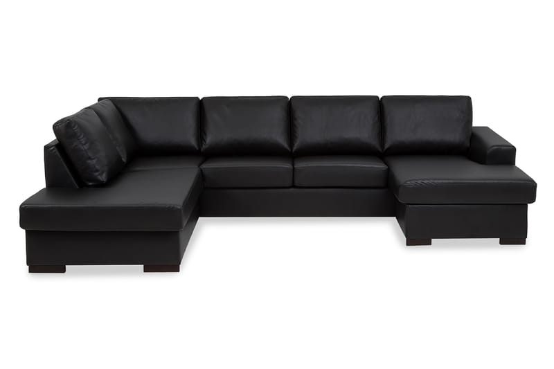 Link 5-seters Venstrevendt U-formet X-Large Sofa med Divan og Sjeselong i Kunstlær - Svart - Møbler - Sofaer - U-sofa