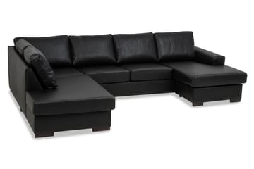 Link 5-seters Venstrevendt U-formet X-Large Sofa med Divan og Sjeselong i Kunstlær - Svart - Møbler - Sofaer - U-sofa