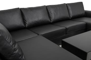 Link 5-seters Venstrevendt U-formet X-Large Sofa med Divan og Sjeselong i Kunstlær - Svart - Møbler - Sofaer - U-sofa