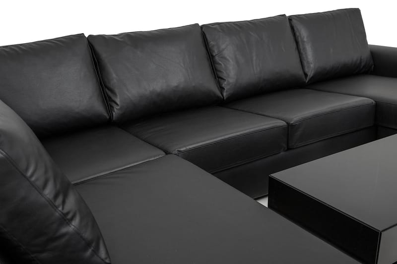 Link 5-seters Venstrevendt U-formet X-Large Sofa med Divan og Sjeselong i Kunstlær - Svart - Møbler - Sofaer - U-sofa
