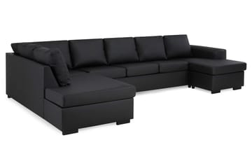 Link 5-seters Venstrevendt U-formet XX-Large Sofa med Divan og Sjeselong i Kunstlær - Svart - Møbler - Sofaer - U-sofa