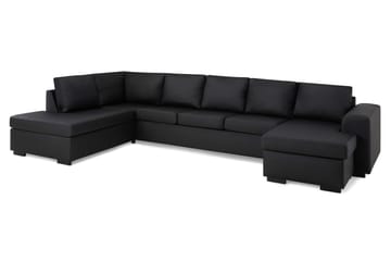 Link 5-seters Venstrevendt U-formet XX-Large Sofa med Divan og Sjeselong i Kunstlær - Svart - Møbler - Sofaer - U-sofa