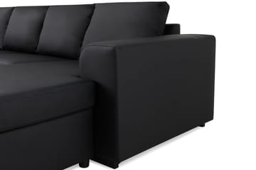 Link 5-seters Venstrevendt U-formet XX-Large Sofa med Divan og Sjeselong i Kunstlær - Svart - Møbler - Sofaer - U-sofa