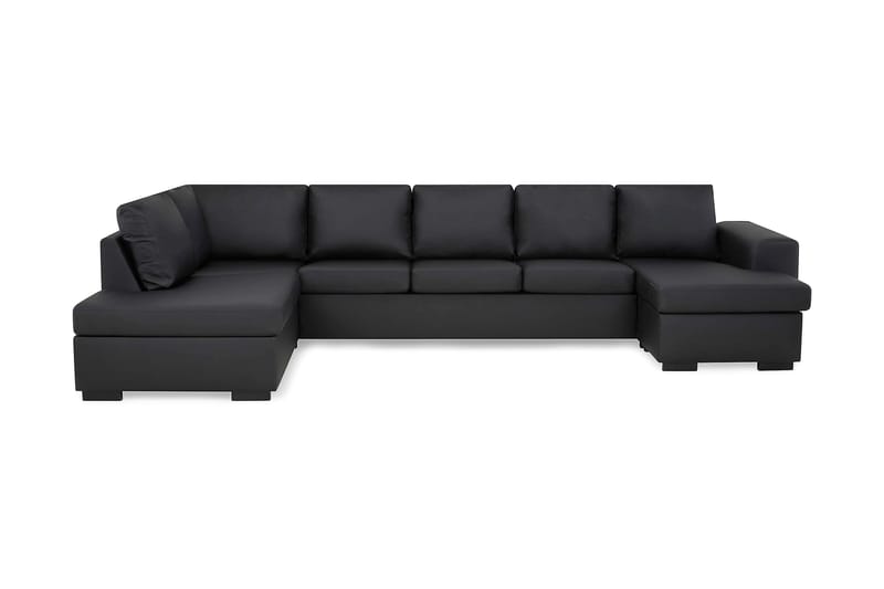 Link 5-seters Venstrevendt U-formet XX-Large Sofa med Divan og Sjeselong i Kunstlær - Svart - Møbler - Sofaer - U-sofa