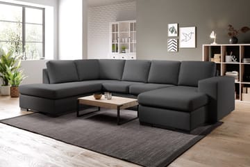 Memphis 4-seters Venstrevendt U-formet Sofa med Divan og Sjeselong i Stoff - Mørk grå - Møbler - Sofaer - U-sofa