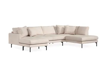 Menard 4-seters Høyrevendt Stor U-formet Dyp Sofa med Divan og Sjeselong i Manchester - Beige - Møbler - Sofaer - U-sofa