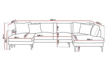 Menard 4-seters Høyrevendt Stor U-formet Dyp Sofa med Divan og Sjeselong i Manchester - Grå - Møbler - Sofaer - U-sofa