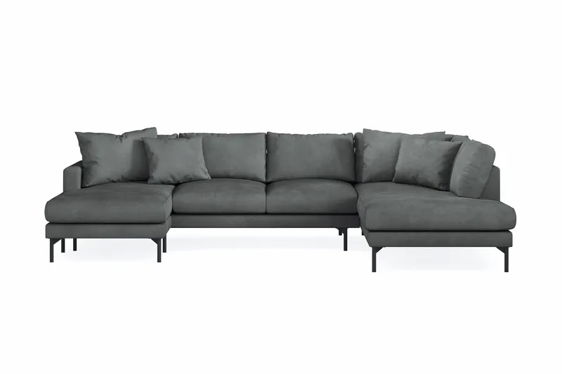 Menard 4-seters Høyrevendt Stor U-formet Dyp Sofa med Divan og Sjeselong i Manchester, Grå