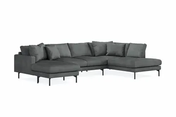 Menard 4-seters Høyrevendt Stor U-formet Dyp Sofa med Divan og Sjeselong i Manchester - Grå - Møbler - Sofaer - U-sofa