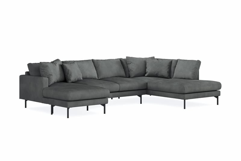 Menard 4-seters Høyrevendt Stor U-formet Dyp Sofa med Divan og Sjeselong i Manchester - Grå - Møbler - Sofaer - U-sofa