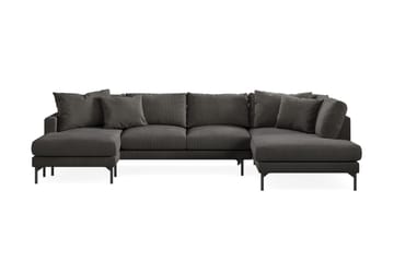 Menard 4-seters Høyrevendt Stor U-formet Dyp Sofa med Divan og Sjeselong i Manchester - Mørk grå - Møbler - Sofaer - U-sofa