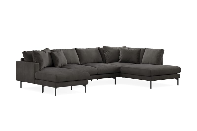 Menard 4-seters Høyrevendt Stor U-formet Dyp Sofa med Divan og Sjeselong i Manchester - Mørk grå - Møbler - Sofaer - U-sofa