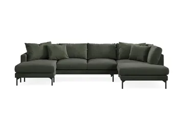 Menard 4-seters Høyrevendt Stor U-formet Dyp Sofa med Divan og Sjeselong i Manchester - Mørk grønn - Møbler - Sofaer - U-sofa