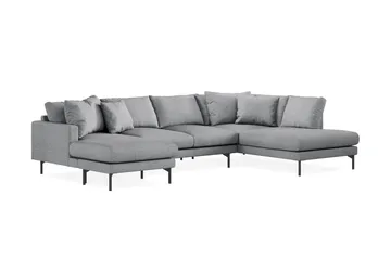 Menard 4-seters Høyrevendt Stor U-formet Dyp Sofa med Divan og Sjeselong i Stoff - Grå - Møbler - Sofaer - U-sofa
