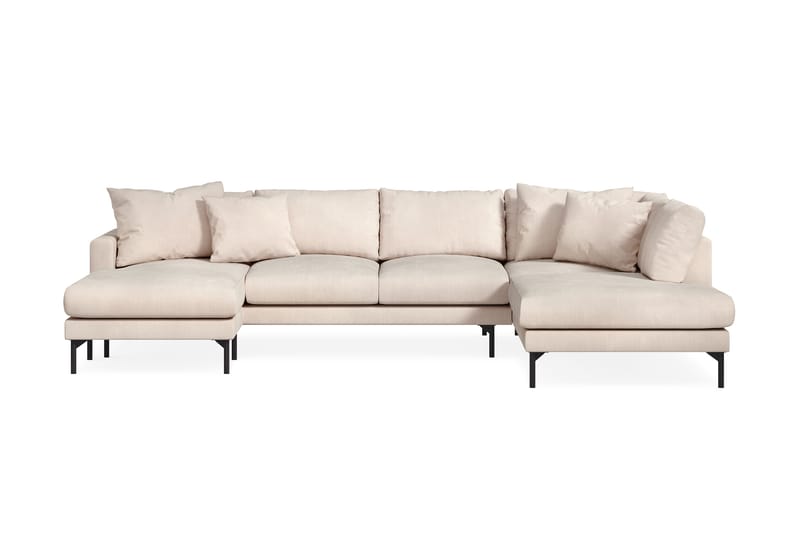 Menard 4-seters Høyrevendt U-formet Sofa med Divan og Sjeselong i Manchester - Beige - Møbler - Sofaer - U-sofa