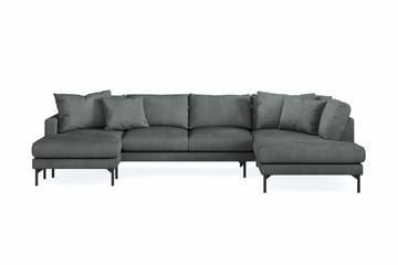Menard 4-seters Høyrevendt U-formet Sofa med Divan og Sjeselong i Manchester - Grå - Møbler - Sofaer - U-sofa