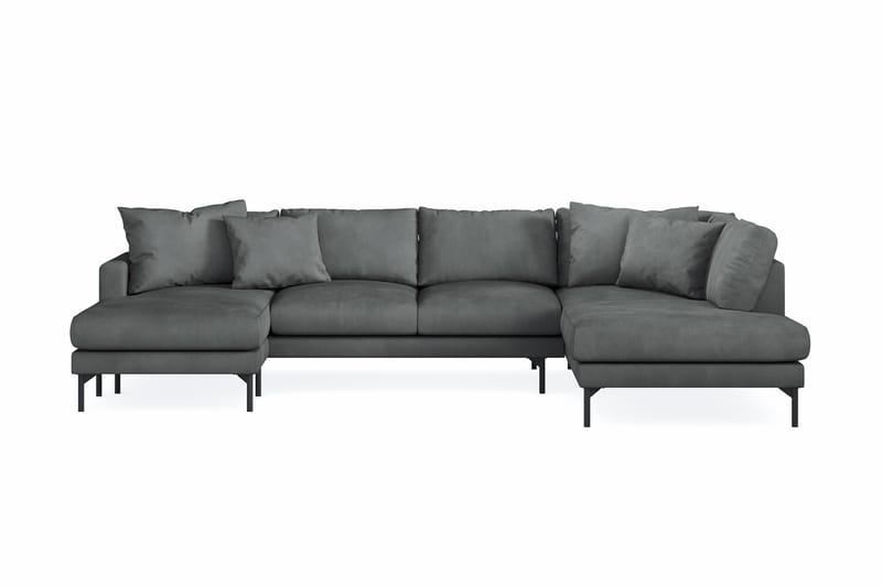 Menard 4-seters Høyrevendt U-formet Sofa med Divan og Sjeselong i Manchester - Grå - Møbler - Sofaer - U-sofa
