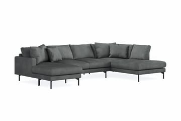 Menard 4-seters Høyrevendt U-formet Sofa med Divan og Sjeselong i Manchester - Grå - Møbler - Sofaer - U-sofa
