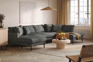 Menard 4-seters Høyrevendt U-formet Sofa med Divan og Sjeselong i Manchester - Grå - Møbler - Sofaer - U-sofa