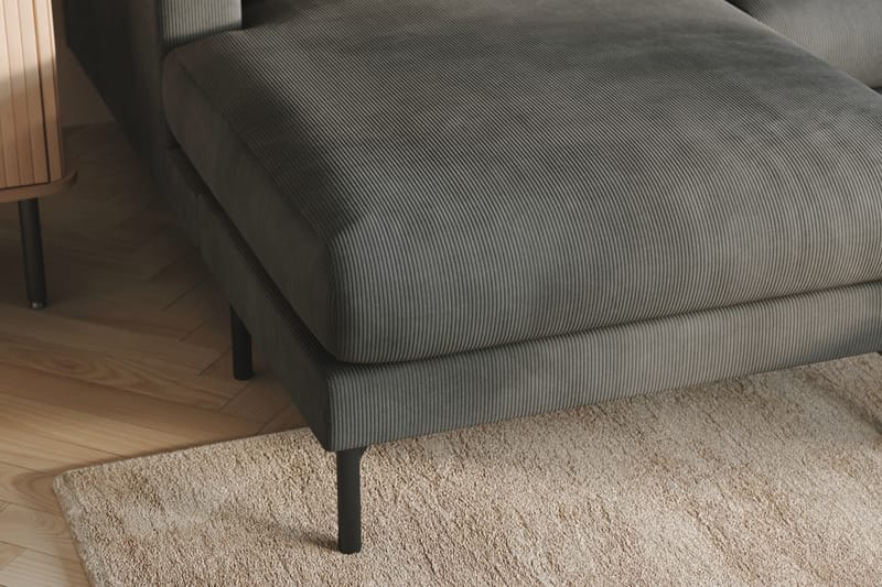 Menard 4-seters Høyrevendt U-formet Sofa med Divan og Sjeselong i Manchester - Grå - Møbler - Sofaer - U-sofa