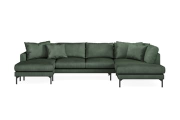 Menard 4-seters Høyrevendt U-formet Sofa med Divan og Sjeselong i Manchester - Grønn - Møbler - Sofaer - U-sofa