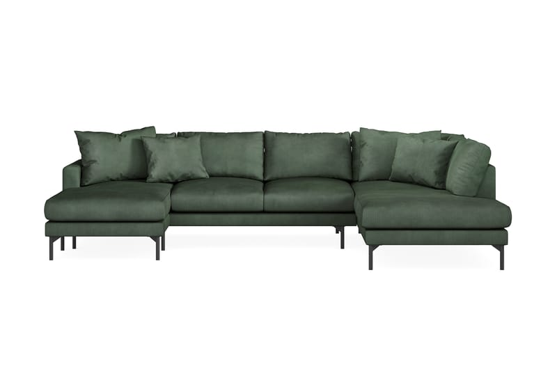 Menard 4-seters Høyrevendt U-formet Sofa med Divan og Sjeselong i Manchester - Grønn - Møbler - Sofaer - U-sofa