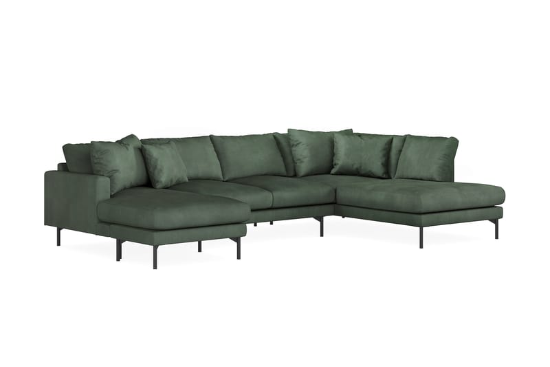 Menard 4-seters Høyrevendt U-formet Sofa med Divan og Sjeselong i Manchester - Grønn - Møbler - Sofaer - U-sofa